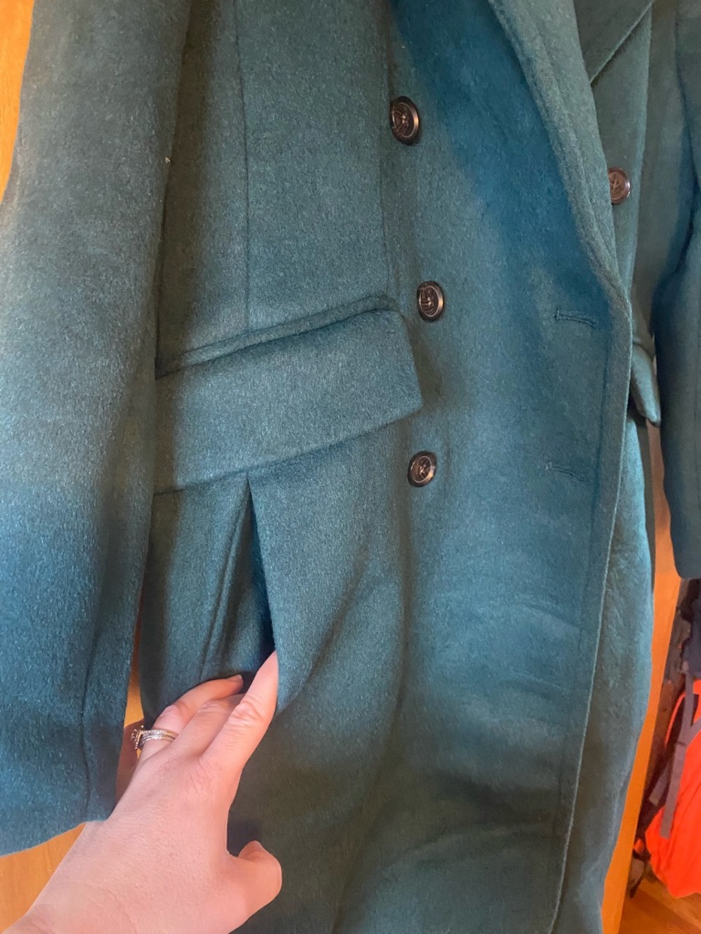 Banana Republic Teal/Emerald Wool blend Coat - Picture 3 of 7